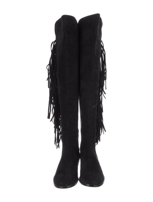 Stuart Weitzman Suede Fringe Trim Accent Boots