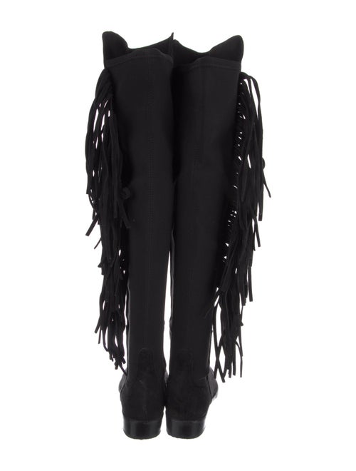 Stuart Weitzman Suede Fringe Trim Accent Boots
