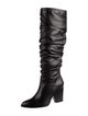 Stuart Weitzman Leather Ruffle Embellishment Slouch Boots