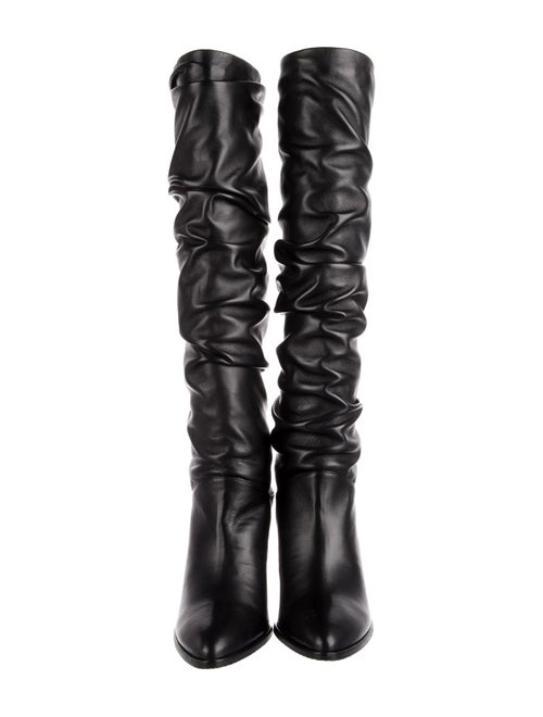 Stuart Weitzman Leather Ruffle Embellishment Slouch Boots
