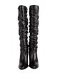 Stuart Weitzman Leather Ruffle Embellishment Slouch Boots