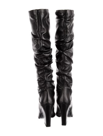 Stuart Weitzman Leather Ruffle Embellishment Slouch Boots