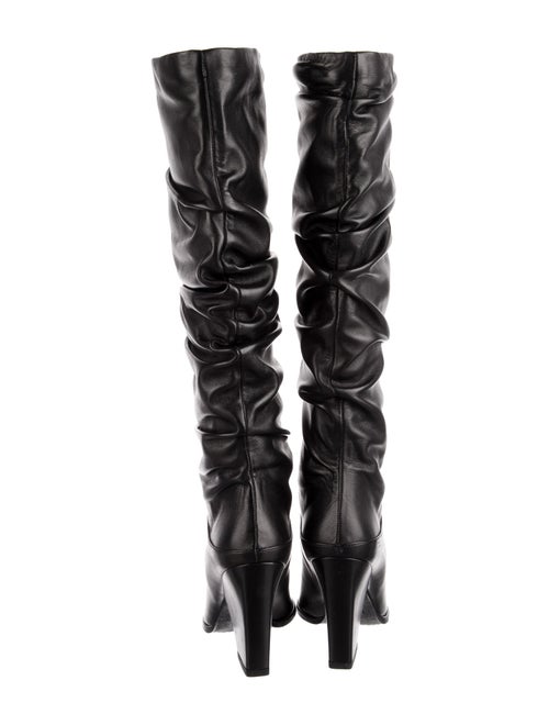 Stuart Weitzman Leather Ruffle Embellishment Slouch Boots