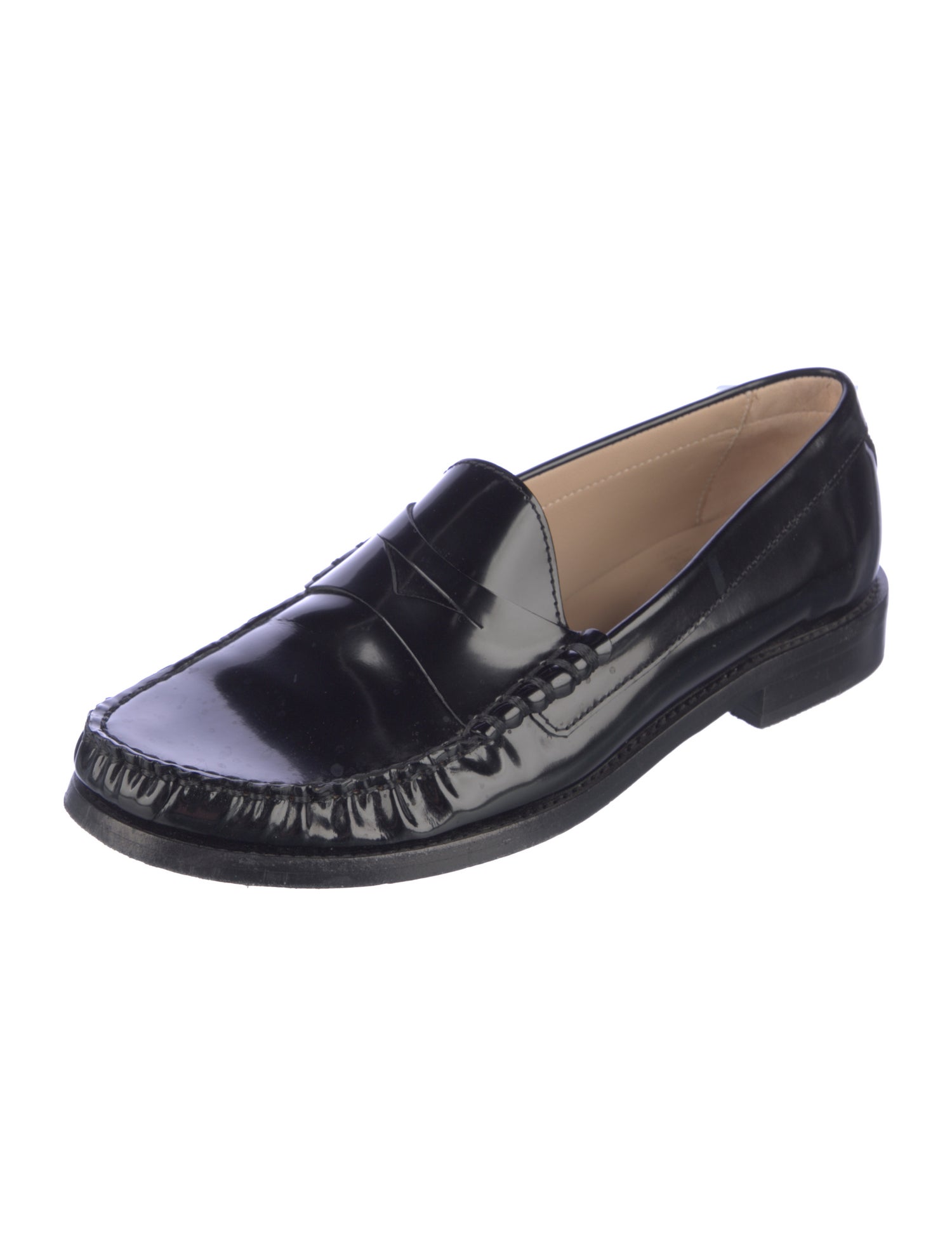 Stuart Weitzman Patent Leather Tassel Accents Loafers