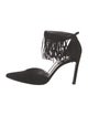 Stuart Weitzman Suede Fringe Trim Accent D'Orsay Pumps