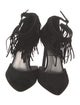 Stuart Weitzman Suede Fringe Trim Accent D'Orsay Pumps