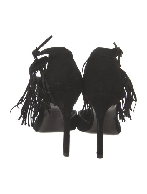 Stuart Weitzman Suede Fringe Trim Accent D'Orsay Pumps