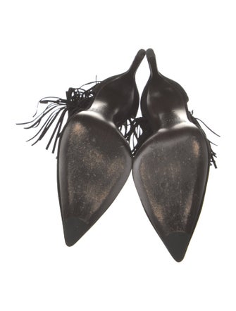 Stuart Weitzman Suede Fringe Trim Accent D'Orsay Pumps