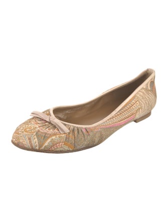Stuart Weitzman Printed Bow Accents Ballet Flats