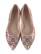 Stuart Weitzman Floral Print Crystal Embellishments Flats
