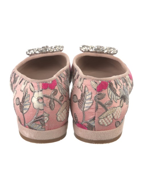 Stuart Weitzman Floral Print Crystal Embellishments Flats