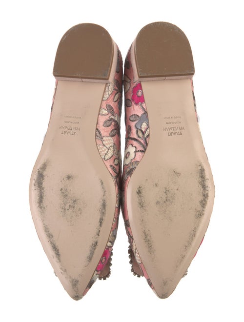 Stuart Weitzman Floral Print Crystal Embellishments Flats