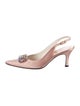 Stuart Weitzman Satin Crystal Embellishments Slingback Pumps