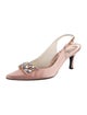 Stuart Weitzman Satin Crystal Embellishments Slingback Pumps