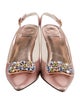 Stuart Weitzman Satin Crystal Embellishments Slingback Pumps