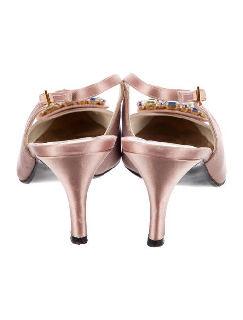 Stuart Weitzman Satin Crystal Embellishments Slingback Pumps