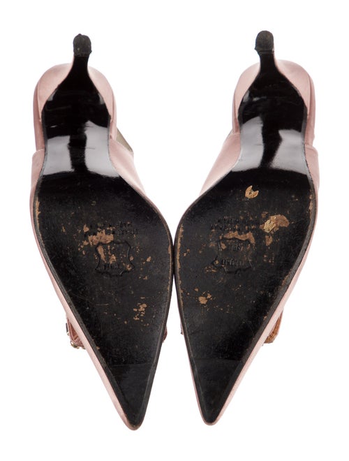 Stuart Weitzman Satin Crystal Embellishments Slingback Pumps