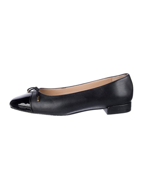 Stuart Weitzman Leather Bow Accents Ballet Flats