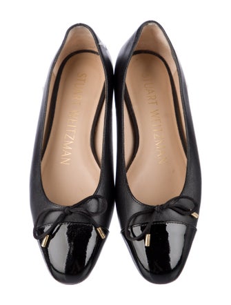 Stuart Weitzman Leather Bow Accents Ballet Flats