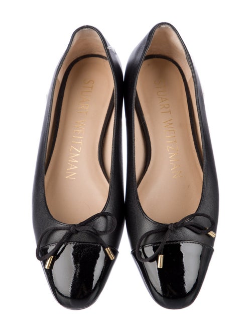 Stuart Weitzman Leather Bow Accents Ballet Flats