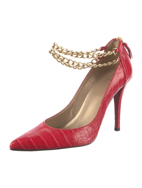 Stuart Weitzman Alligator Chain-Link Accents Pumps