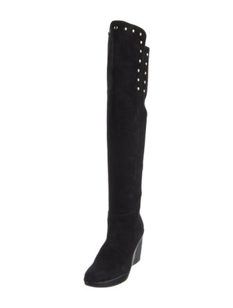 Stuart Weitzman Suede Studded Accents Boots