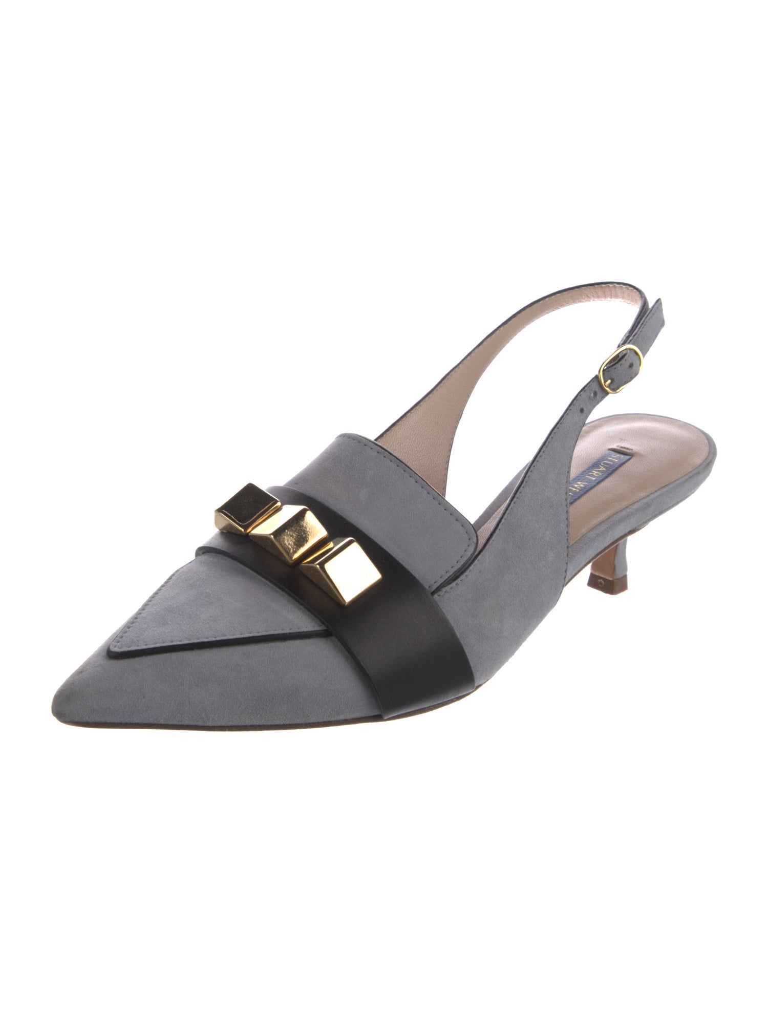 Stuart Weitzman Suede Colorblock Pattern Slingback Pumps