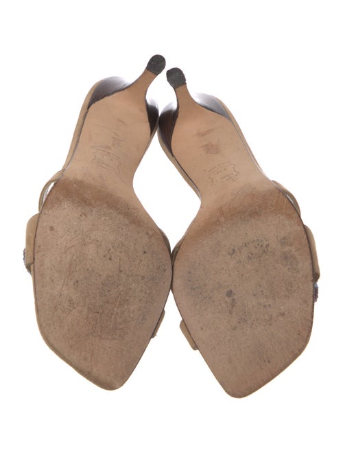 Stuart Weitzman Suede Floral Print Slides