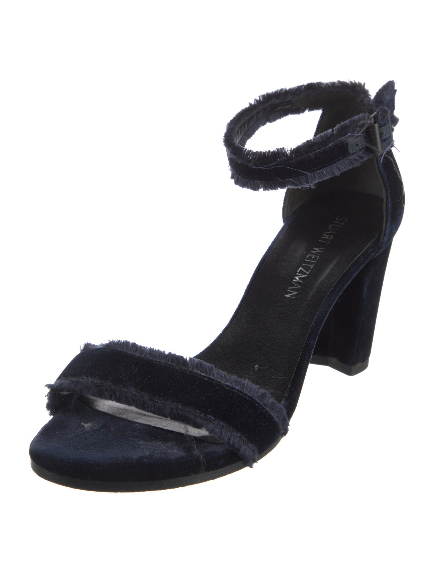 Stuart Weitzman Velvet Raw-Edge Trim Sandals