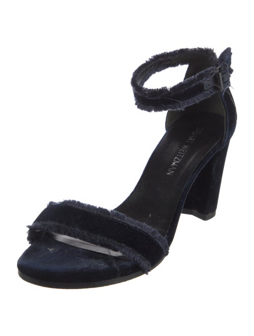 Stuart Weitzman Velvet Raw-Edge Trim Sandals