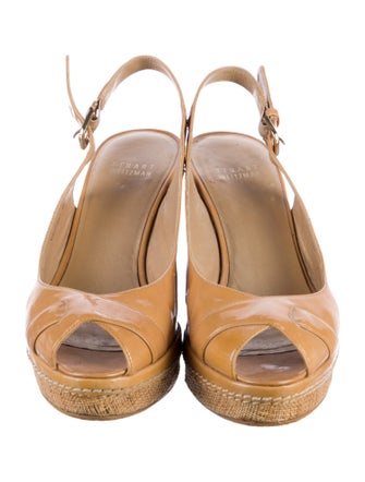Stuart Weitzman Leather Printed Slingback Sandals