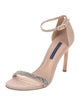 Stuart Weitzman Suede Crystal Embellishments Sandals