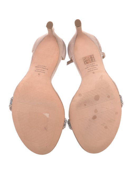 Stuart Weitzman Suede Crystal Embellishments Sandals
