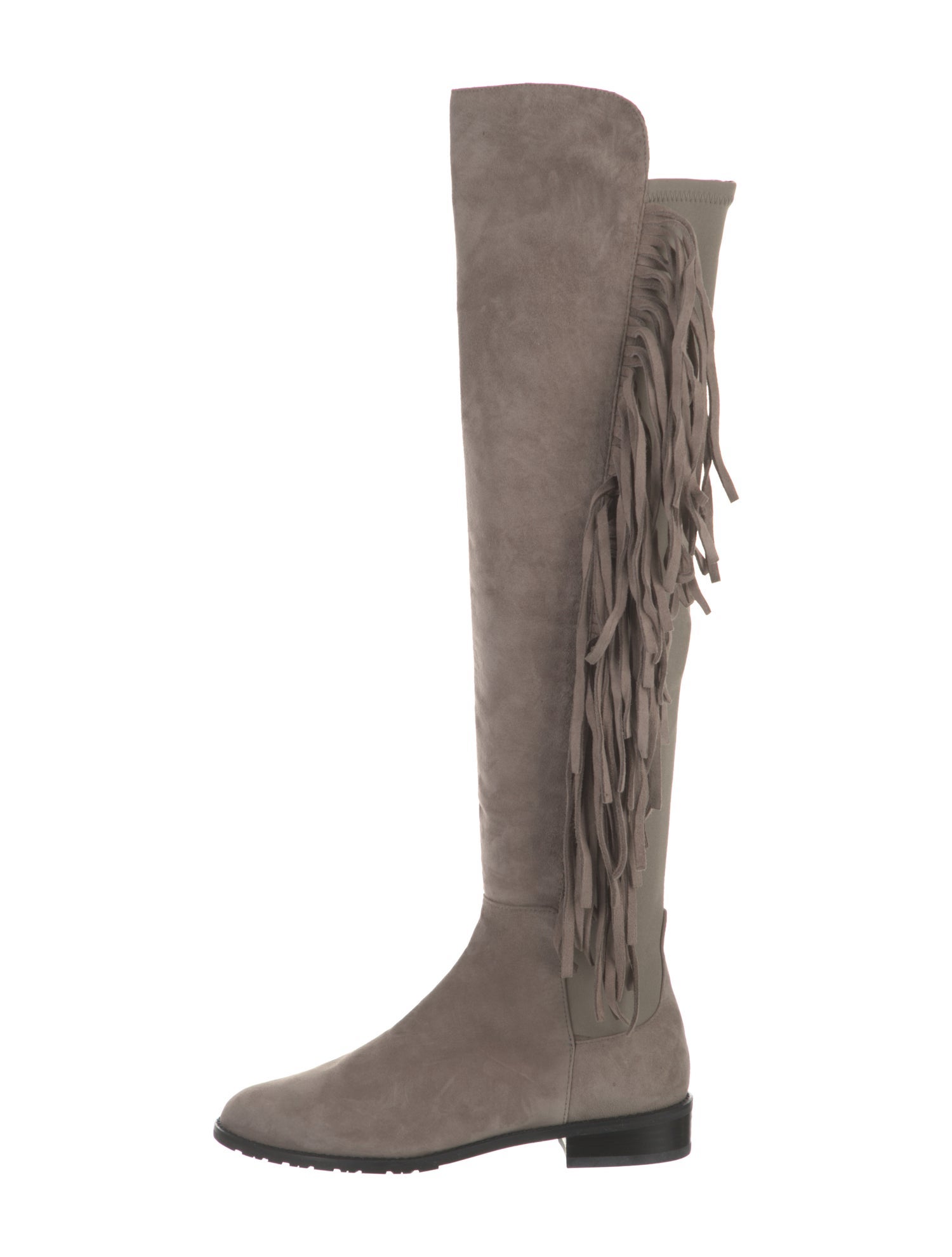 Stuart Weitzman Suede Fringe Trim Accent Boots