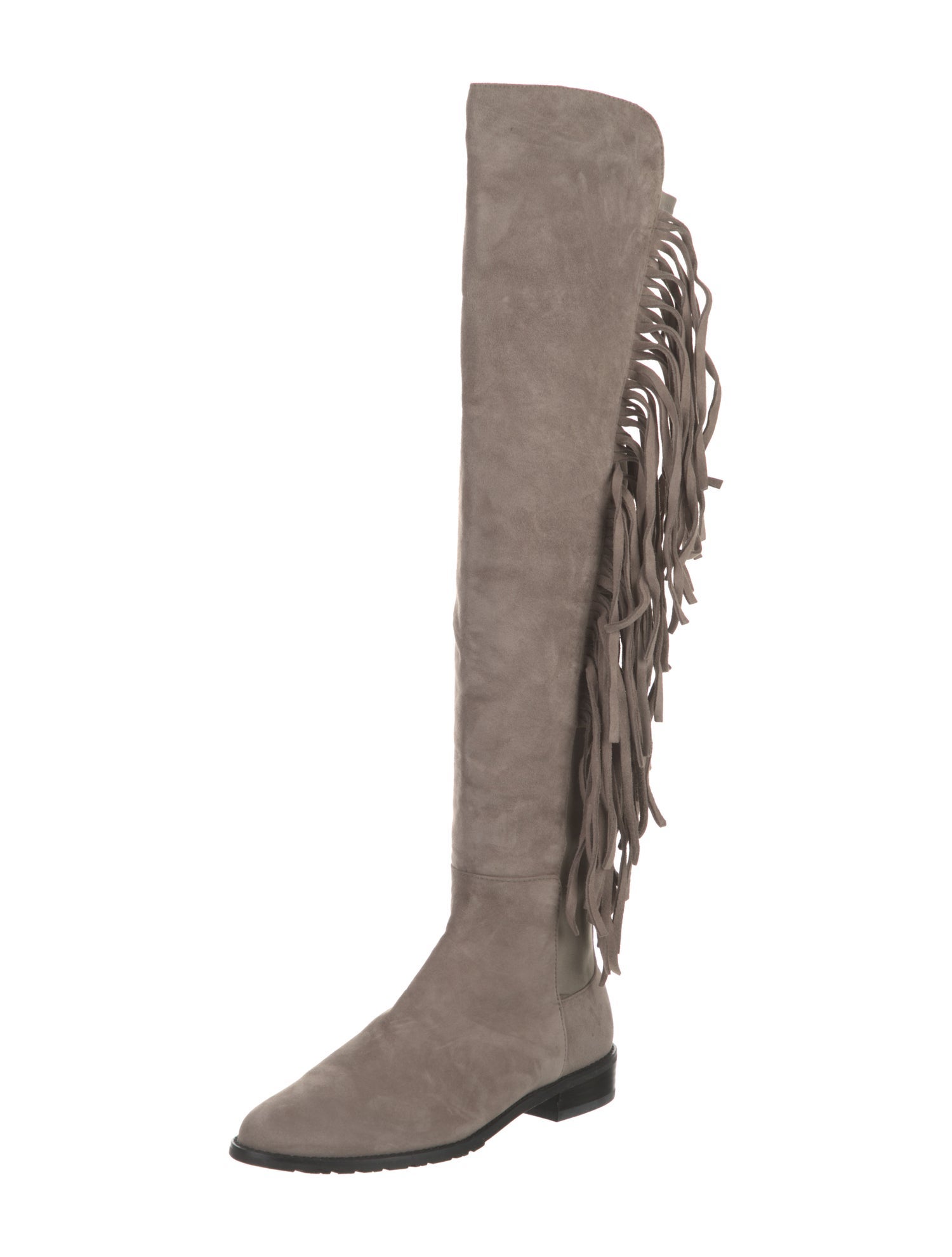Stuart Weitzman Suede Fringe Trim Accent Boots