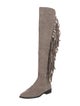 Stuart Weitzman Suede Fringe Trim Accent Boots