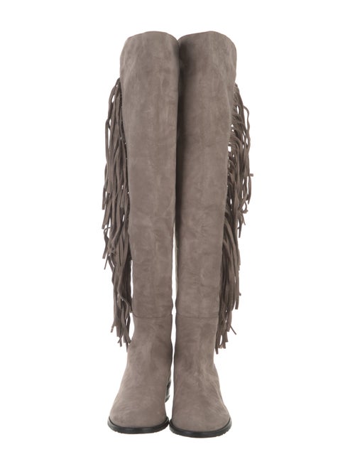 Stuart Weitzman Suede Fringe Trim Accent Boots