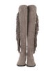 Stuart Weitzman Suede Fringe Trim Accent Boots
