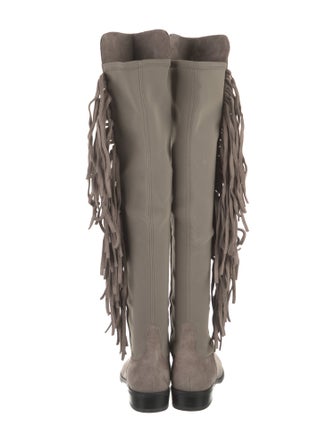 Stuart Weitzman Suede Fringe Trim Accent Boots
