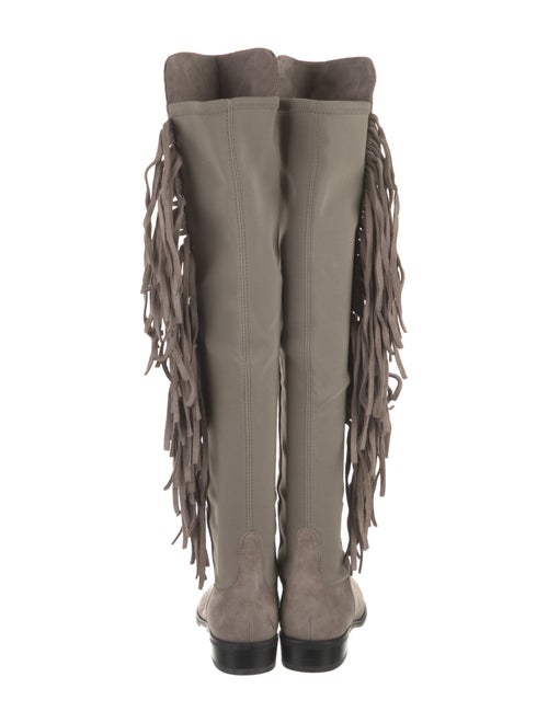 Stuart Weitzman Suede Fringe Trim Accent Boots