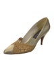 Stuart Weitzman Leather Lace Trim Embellishment D'Orsay Pumps