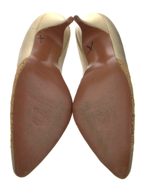 Stuart Weitzman Leather Lace Trim Embellishment D'Orsay Pumps