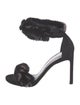 Stuart Weitzman Suede Fur Trim Sandals