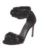 Stuart Weitzman Suede Fur Trim Sandals
