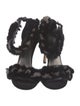 Stuart Weitzman Suede Fur Trim Sandals