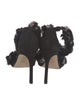 Stuart Weitzman Suede Fur Trim Sandals