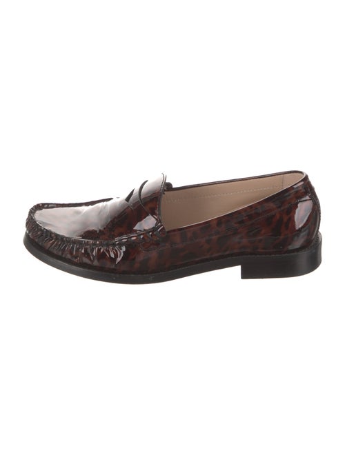 Stuart Weitzman Patent Leather Animal Print Loafers