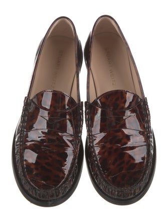 Stuart Weitzman Patent Leather Animal Print Loafers