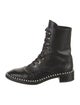 Stuart Weitzman Leather Studded Accents Combat Boots