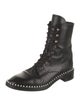 Stuart Weitzman Leather Studded Accents Combat Boots